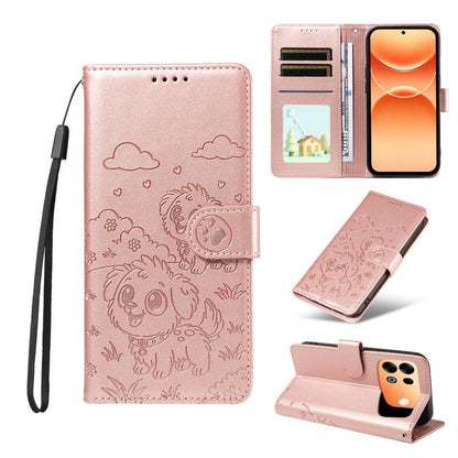 Embossed Heart Dog RFID Blocking Wallet Leather Phone Case, For OPPO A7 Pro Max 5G, For OPPO F33 Pro 5G Global, For OPPO Reno15 F Global, For OPPO Reno15 Global /15C, For OPPO A6 Pro 5G / A6X 5G Global, For OPPO Find X9, For OPPO A6 Pro 4G / 5G Global ...
