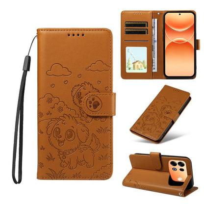 Embossed Heart Dog RFID Blocking Wallet Leather Phone Case, For OPPO A7 Pro Max 5G, For OPPO F33 Pro 5G Global, For OPPO Reno15 F Global, For OPPO Reno15 Global /15C, For OPPO A6 Pro 5G / A6X 5G Global, For OPPO Find X9, For OPPO A6 Pro 4G / 5G Global ...