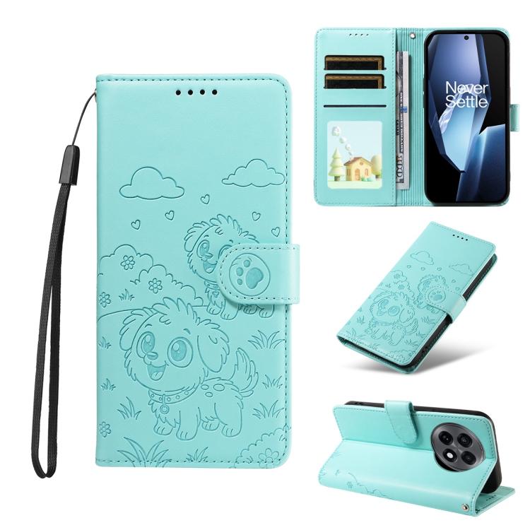 Embossed Heart Dog RFID Blocking Wallet Leather Phone Case, For OnePlus Turbo 6 / 6V 5G, For OnePlus Ace 6 / 15R, For OnePlus 15, For OnePlus Ace 5 Ultra / Nord 5 5G, For OnePlus Ace 5 Racing / Nord CE5 5G, For OnePlus 13R / Ace 5 / 5 Pro