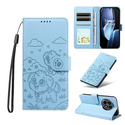Embossed Heart Dog RFID Blocking Wallet Leather Phone Case, For OnePlus Turbo 6 / 6V 5G, For OnePlus Ace 6 / 15R, For OnePlus 15, For OnePlus Ace 5 Ultra / Nord 5 5G, For OnePlus Ace 5 Racing / Nord CE5 5G, For OnePlus 13R / Ace 5 / 5 Pro