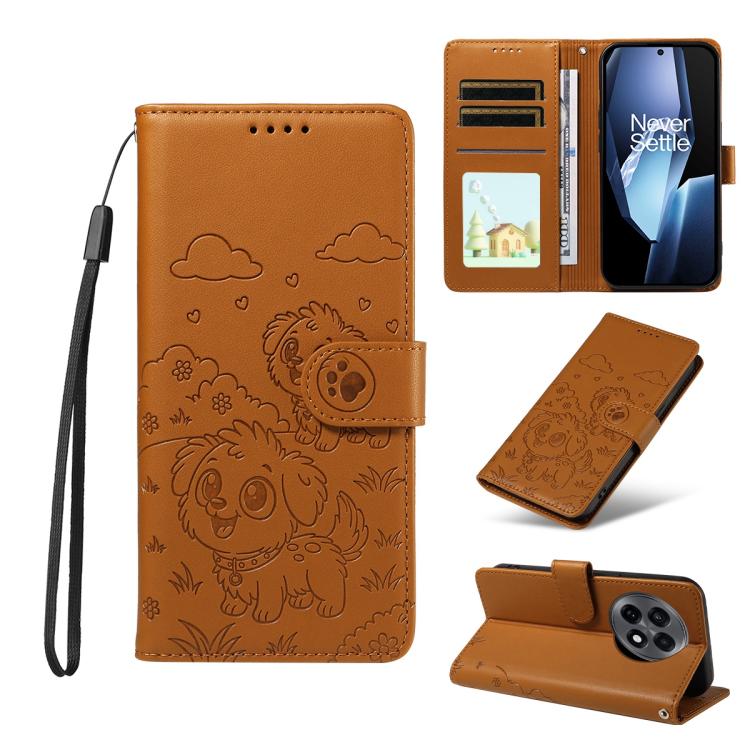 Embossed Heart Dog RFID Blocking Wallet Leather Phone Case, For OnePlus Turbo 6 / 6V 5G, For OnePlus Ace 6 / 15R, For OnePlus 15, For OnePlus Ace 5 Ultra / Nord 5 5G, For OnePlus Ace 5 Racing / Nord CE5 5G, For OnePlus 13R / Ace 5 / 5 Pro