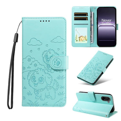 Embossed Heart Dog RFID Blocking Wallet Leather Phone Case, For OnePlus Turbo 6 / 6V 5G, For OnePlus Ace 6 / 15R, For OnePlus 15, For OnePlus Ace 5 Ultra / Nord 5 5G, For OnePlus Ace 5 Racing / Nord CE5 5G, For OnePlus 13R / Ace 5 / 5 Pro