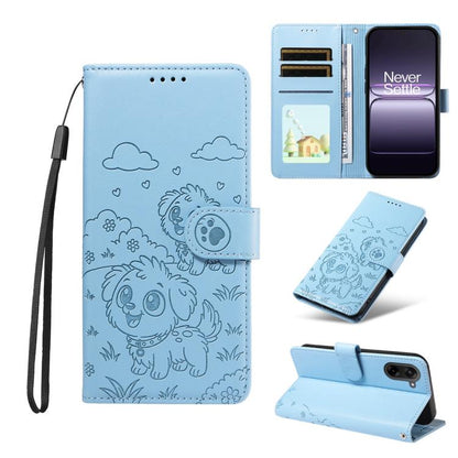 Embossed Heart Dog RFID Blocking Wallet Leather Phone Case, For OnePlus Turbo 6 / 6V 5G, For OnePlus Ace 6 / 15R, For OnePlus 15, For OnePlus Ace 5 Ultra / Nord 5 5G, For OnePlus Ace 5 Racing / Nord CE5 5G, For OnePlus 13R / Ace 5 / 5 Pro