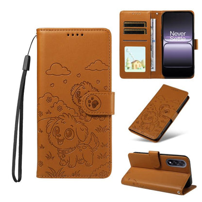Embossed Heart Dog RFID Blocking Wallet Leather Phone Case, For OnePlus Turbo 6 / 6V 5G, For OnePlus Ace 6 / 15R, For OnePlus 15, For OnePlus Ace 5 Ultra / Nord 5 5G, For OnePlus Ace 5 Racing / Nord CE5 5G, For OnePlus 13R / Ace 5 / 5 Pro