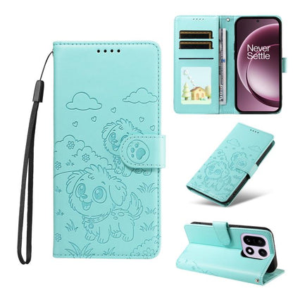 Embossed Heart Dog RFID Blocking Wallet Leather Phone Case, For OnePlus Turbo 6 / 6V 5G, For OnePlus Ace 6 / 15R, For OnePlus 15, For OnePlus Ace 5 Ultra / Nord 5 5G, For OnePlus Ace 5 Racing / Nord CE5 5G, For OnePlus 13R / Ace 5 / 5 Pro