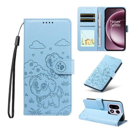 Embossed Heart Dog RFID Blocking Wallet Leather Phone Case, For OnePlus Turbo 6 / 6V 5G, For OnePlus Ace 6 / 15R, For OnePlus 15, For OnePlus Ace 5 Ultra / Nord 5 5G, For OnePlus Ace 5 Racing / Nord CE5 5G, For OnePlus 13R / Ace 5 / 5 Pro