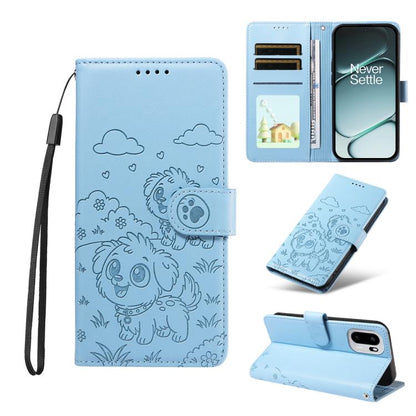 Embossed Heart Dog RFID Blocking Wallet Leather Phone Case, For OnePlus Turbo 6 / 6V 5G, For OnePlus Ace 6 / 15R, For OnePlus 15, For OnePlus Ace 5 Ultra / Nord 5 5G, For OnePlus Ace 5 Racing / Nord CE5 5G, For OnePlus 13R / Ace 5 / 5 Pro