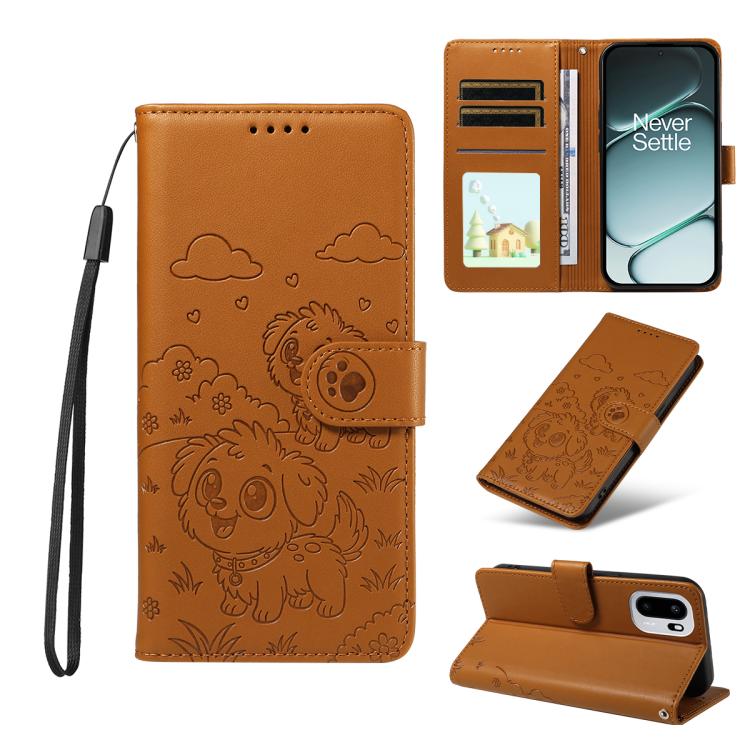 Embossed Heart Dog RFID Blocking Wallet Leather Phone Case, For OnePlus Turbo 6 / 6V 5G, For OnePlus Ace 6 / 15R, For OnePlus 15, For OnePlus Ace 5 Ultra / Nord 5 5G, For OnePlus Ace 5 Racing / Nord CE5 5G, For OnePlus 13R / Ace 5 / 5 Pro