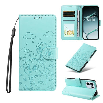 Embossed Heart Dog RFID Blocking Wallet Leather Phone Case, For OnePlus Turbo 6 / 6V 5G, For OnePlus Ace 6 / 15R, For OnePlus 15, For OnePlus Ace 5 Ultra / Nord 5 5G, For OnePlus Ace 5 Racing / Nord CE5 5G, For OnePlus 13R / Ace 5 / 5 Pro