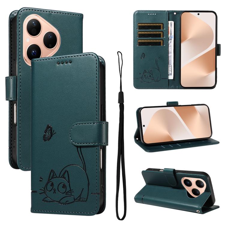 Adorable Cat Embossed Pattern Flip Leather Phone Case, For Huawei Pura 90 Pro Max 5G, For Huawei Pura 90 Pro 5G, For Huawei Pura 90 5G, For Huawei Nova 14 / Nova 14 Lite, For Huawei Pura 80 Ultra 5G, For Huawei Pura 80 Pro 5G, For Huawei Pura 80 5G