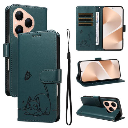 Adorable Cat Embossed Pattern Flip Leather Phone Case, For Huawei Pura 90 Pro Max 5G, For Huawei Pura 90 Pro 5G, For Huawei Pura 90 5G, For Huawei Nova 14 / Nova 14 Lite, For Huawei Pura 80 Ultra 5G, For Huawei Pura 80 Pro 5G, For Huawei Pura 80 5G