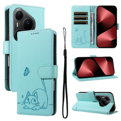 Adorable Cat Embossed Pattern Flip Leather Phone Case, For Huawei Pura 90 Pro Max 5G, For Huawei Pura 90 Pro 5G, For Huawei Pura 90 5G, For Huawei Nova 14 / Nova 14 Lite, For Huawei Pura 80 Ultra 5G, For Huawei Pura 80 Pro 5G, For Huawei Pura 80 5G