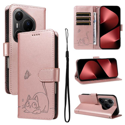 Adorable Cat Embossed Pattern Flip Leather Phone Case, For Huawei Pura 90 Pro Max 5G, For Huawei Pura 90 Pro 5G, For Huawei Pura 90 5G, For Huawei Nova 14 / Nova 14 Lite, For Huawei Pura 80 Ultra 5G, For Huawei Pura 80 Pro 5G, For Huawei Pura 80 5G