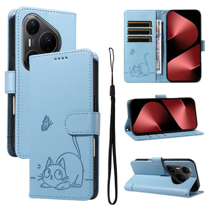 Adorable Cat Embossed Pattern Flip Leather Phone Case, For Huawei Pura 90 Pro Max 5G, For Huawei Pura 90 Pro 5G, For Huawei Pura 90 5G, For Huawei Nova 14 / Nova 14 Lite, For Huawei Pura 80 Ultra 5G, For Huawei Pura 80 Pro 5G, For Huawei Pura 80 5G