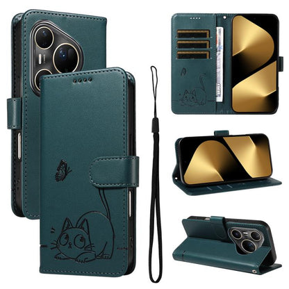 Adorable Cat Embossed Pattern Flip Leather Phone Case, For Huawei Pura 90 Pro Max 5G, For Huawei Pura 90 Pro 5G, For Huawei Pura 90 5G, For Huawei Nova 14 / Nova 14 Lite, For Huawei Pura 80 Ultra 5G, For Huawei Pura 80 Pro 5G, For Huawei Pura 80 5G
