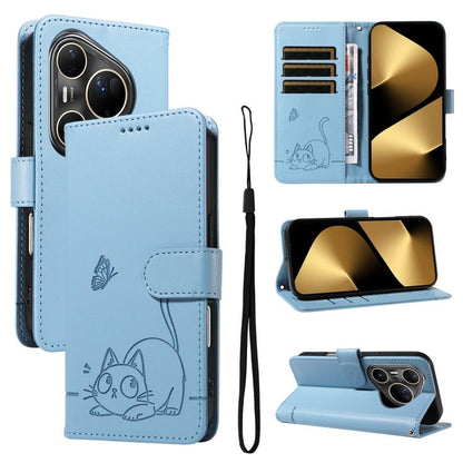 Adorable Cat Embossed Pattern Flip Leather Phone Case, For Huawei Pura 90 Pro Max 5G, For Huawei Pura 90 Pro 5G, For Huawei Pura 90 5G, For Huawei Nova 14 / Nova 14 Lite, For Huawei Pura 80 Ultra 5G, For Huawei Pura 80 Pro 5G, For Huawei Pura 80 5G