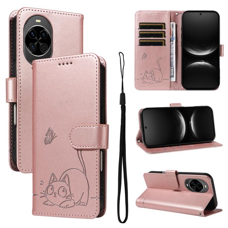 Adorable Cat Embossed Pattern Flip Leather Phone Case, For Huawei Pura 90 Pro Max 5G, For Huawei Pura 90 Pro 5G, For Huawei Pura 90 5G, For Huawei Nova 14 / Nova 14 Lite, For Huawei Pura 80 Ultra 5G, For Huawei Pura 80 Pro 5G, For Huawei Pura 80 5G