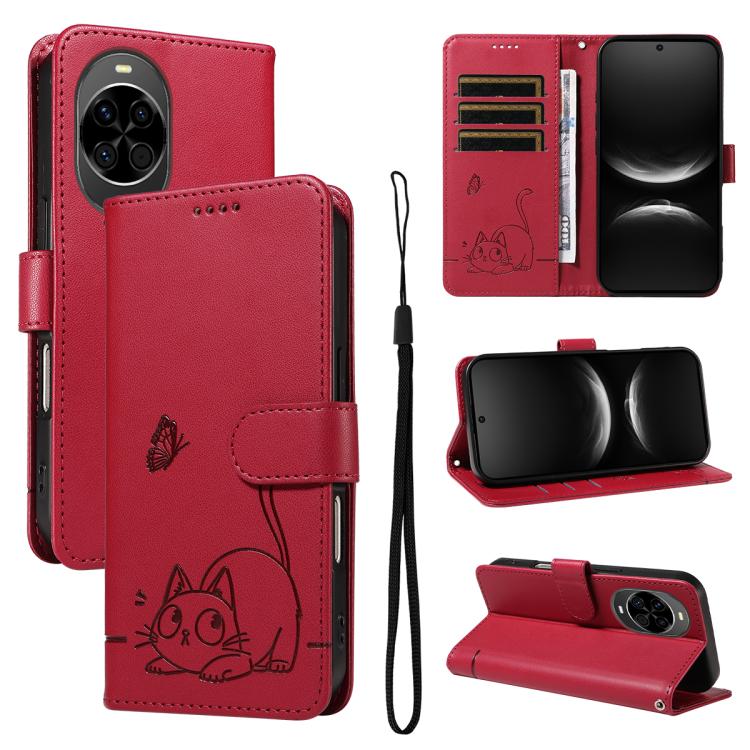 Adorable Cat Embossed Pattern Flip Leather Phone Case, For Huawei Pura 90 Pro Max 5G, For Huawei Pura 90 Pro 5G, For Huawei Pura 90 5G, For Huawei Nova 14 / Nova 14 Lite, For Huawei Pura 80 Ultra 5G, For Huawei Pura 80 Pro 5G, For Huawei Pura 80 5G