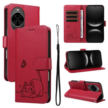 Adorable Cat Embossed Pattern Flip Leather Phone Case, For Huawei Pura 90 Pro Max 5G, For Huawei Pura 90 Pro 5G, For Huawei Pura 90 5G, For Huawei Nova 14 / Nova 14 Lite, For Huawei Pura 80 Ultra 5G, For Huawei Pura 80 Pro 5G, For Huawei Pura 80 5G