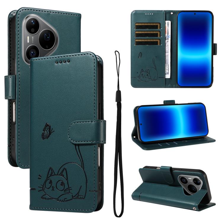 Adorable Cat Embossed Pattern Flip Leather Phone Case, For Huawei Pura 90 Pro Max 5G, For Huawei Pura 90 Pro 5G, For Huawei Pura 90 5G, For Huawei Nova 14 / Nova 14 Lite, For Huawei Pura 80 Ultra 5G, For Huawei Pura 80 Pro 5G, For Huawei Pura 80 5G