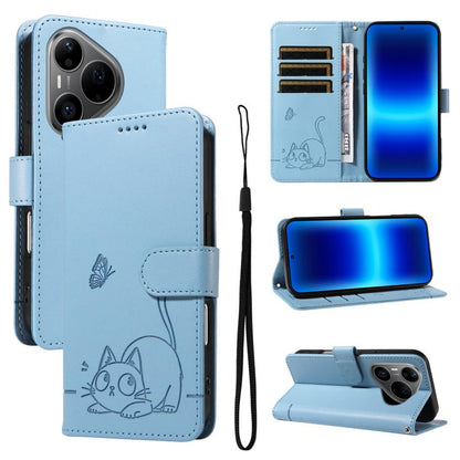 Adorable Cat Embossed Pattern Flip Leather Phone Case, For Huawei Pura 90 Pro Max 5G, For Huawei Pura 90 Pro 5G, For Huawei Pura 90 5G, For Huawei Nova 14 / Nova 14 Lite, For Huawei Pura 80 Ultra 5G, For Huawei Pura 80 Pro 5G, For Huawei Pura 80 5G