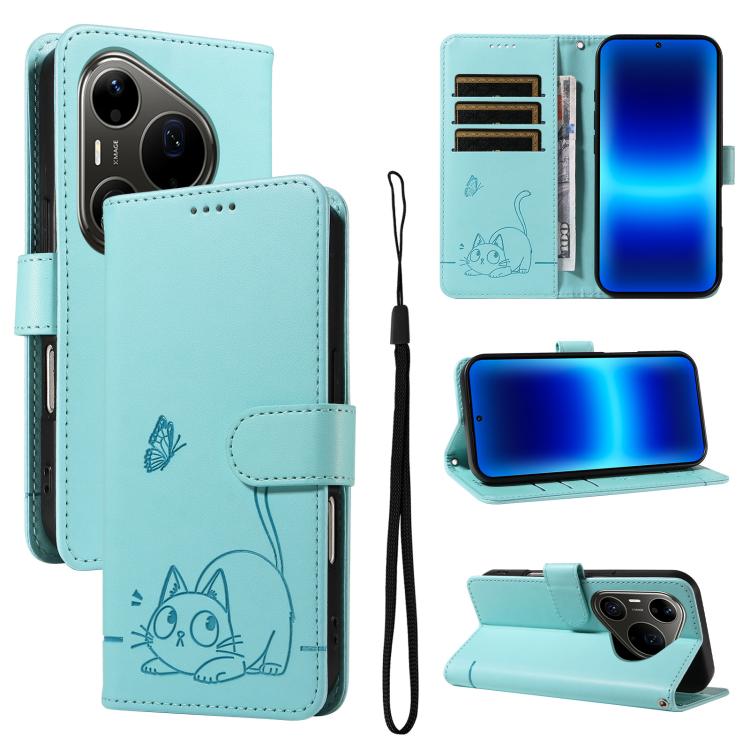 Adorable Cat Embossed Pattern Flip Leather Phone Case, For Huawei Pura 90 Pro Max 5G, For Huawei Pura 90 Pro 5G, For Huawei Pura 90 5G, For Huawei Nova 14 / Nova 14 Lite, For Huawei Pura 80 Ultra 5G, For Huawei Pura 80 Pro 5G, For Huawei Pura 80 5G