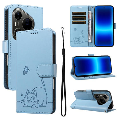 Adorable Cat Embossed Pattern Flip Leather Phone Case, For Huawei Pura 90 Pro Max 5G, For Huawei Pura 90 Pro 5G, For Huawei Pura 90 5G, For Huawei Nova 14 / Nova 14 Lite, For Huawei Pura 80 Ultra 5G, For Huawei Pura 80 Pro 5G, For Huawei Pura 80 5G