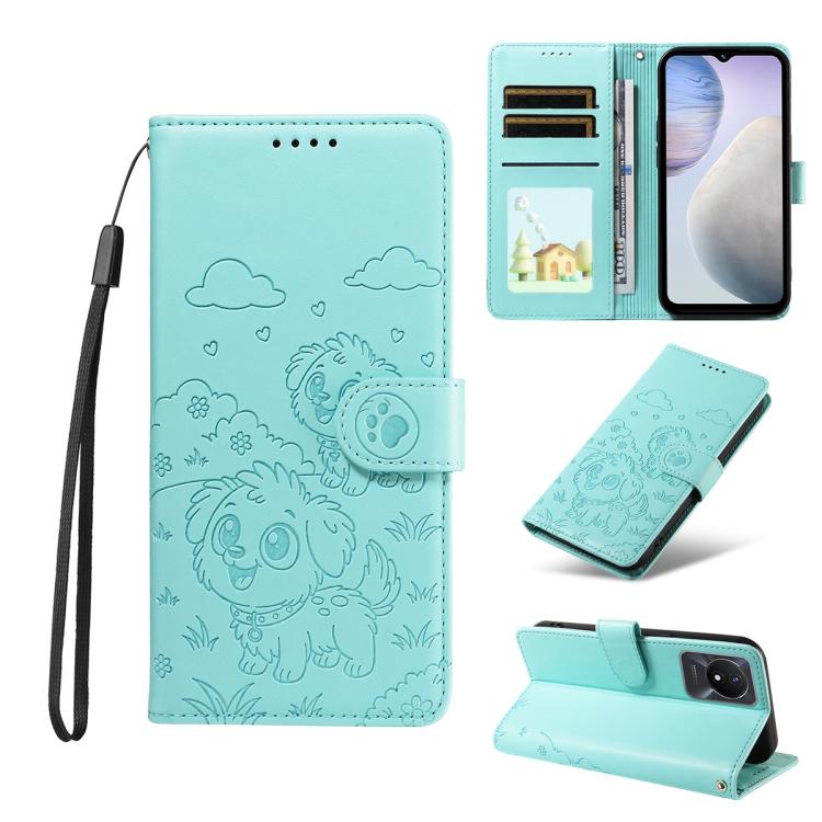 Embossed Heart Dog RFID Blocking Wallet Leather Phone Case, For vivo Y28 4G / Y37 Pro, For vivo Y03 4G / Y18 / Y18e / Y28s 5G, For vivo Y38 5G / T3X 5G / Y100+, For vivo Y100 IDN / Y200e 5G / T3 5G, For vivo Y17s / Y36i 5G / Y28 5G                     ...