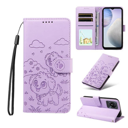 Embossed Heart Dog RFID Blocking Wallet Leather Phone Case, For vivo Y28 4G / Y37 Pro, For vivo Y03 4G / Y18 / Y18e / Y28s 5G, For vivo Y38 5G / T3X 5G / Y100+, For vivo Y100 IDN / Y200e 5G / T3 5G, For vivo Y17s / Y36i 5G / Y28 5G                     ...