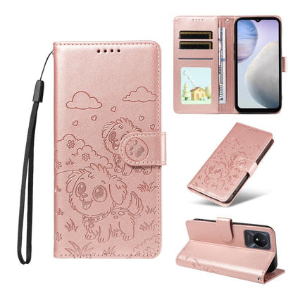 Embossed Heart Dog RFID Blocking Wallet Leather Phone Case, For vivo Y28 4G / Y37 Pro, For vivo Y03 4G / Y18 / Y18e / Y28s 5G, For vivo Y38 5G / T3X 5G / Y100+, For vivo Y100 IDN / Y200e 5G / T3 5G, For vivo Y17s / Y36i 5G / Y28 5G                     ...