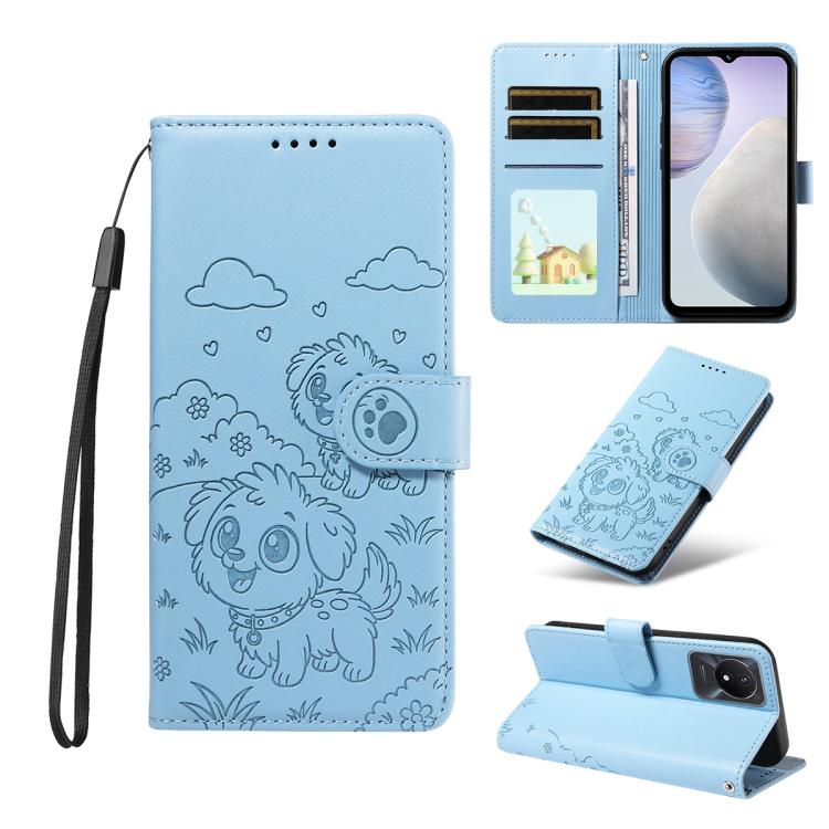Embossed Heart Dog RFID Blocking Wallet Leather Phone Case, For vivo Y28 4G / Y37 Pro, For vivo Y03 4G / Y18 / Y18e / Y28s 5G, For vivo Y38 5G / T3X 5G / Y100+, For vivo Y100 IDN / Y200e 5G / T3 5G, For vivo Y17s / Y36i 5G / Y28 5G                     ...