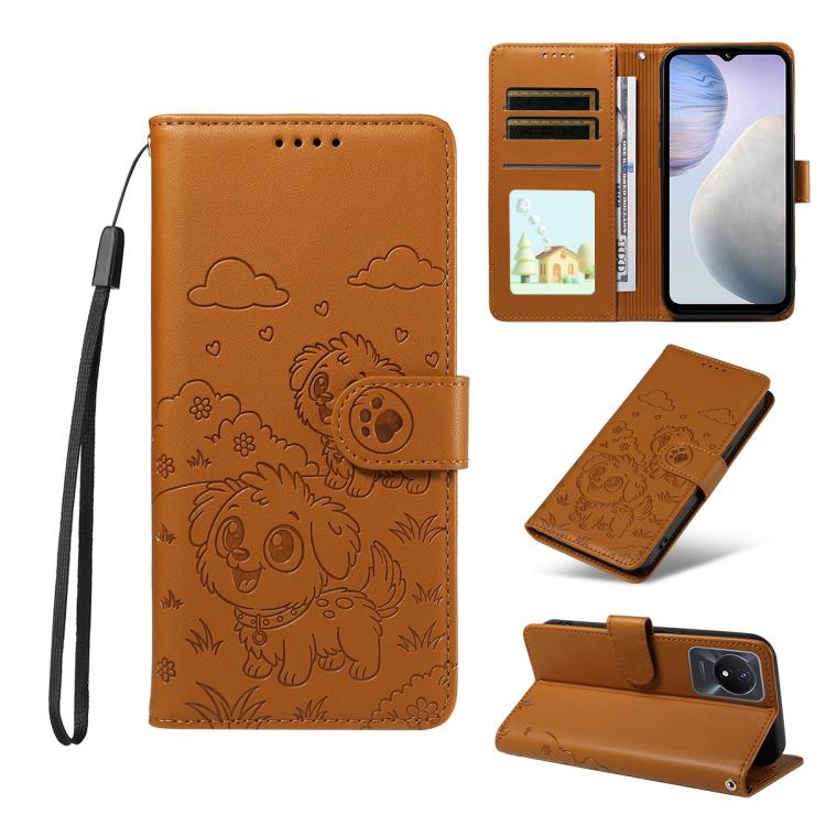 Embossed Heart Dog RFID Blocking Wallet Leather Phone Case, For vivo Y28 4G / Y37 Pro, For vivo Y03 4G / Y18 / Y18e / Y28s 5G, For vivo Y38 5G / T3X 5G / Y100+, For vivo Y100 IDN / Y200e 5G / T3 5G, For vivo Y17s / Y36i 5G / Y28 5G                     ...