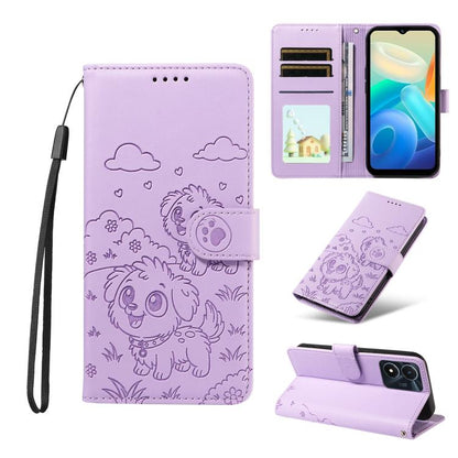 Embossed Heart Dog RFID Blocking Wallet Leather Phone Case, For vivo Y28 4G / Y37 Pro, For vivo Y03 4G / Y18 / Y18e / Y28s 5G, For vivo Y38 5G / T3X 5G / Y100+, For vivo Y100 IDN / Y200e 5G / T3 5G, For vivo Y17s / Y36i 5G / Y28 5G                     ...