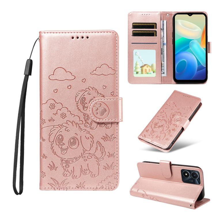 Embossed Heart Dog RFID Blocking Wallet Leather Phone Case, For vivo Y28 4G / Y37 Pro, For vivo Y03 4G / Y18 / Y18e / Y28s 5G, For vivo Y38 5G / T3X 5G / Y100+, For vivo Y100 IDN / Y200e 5G / T3 5G, For vivo Y17s / Y36i 5G / Y28 5G                     ...