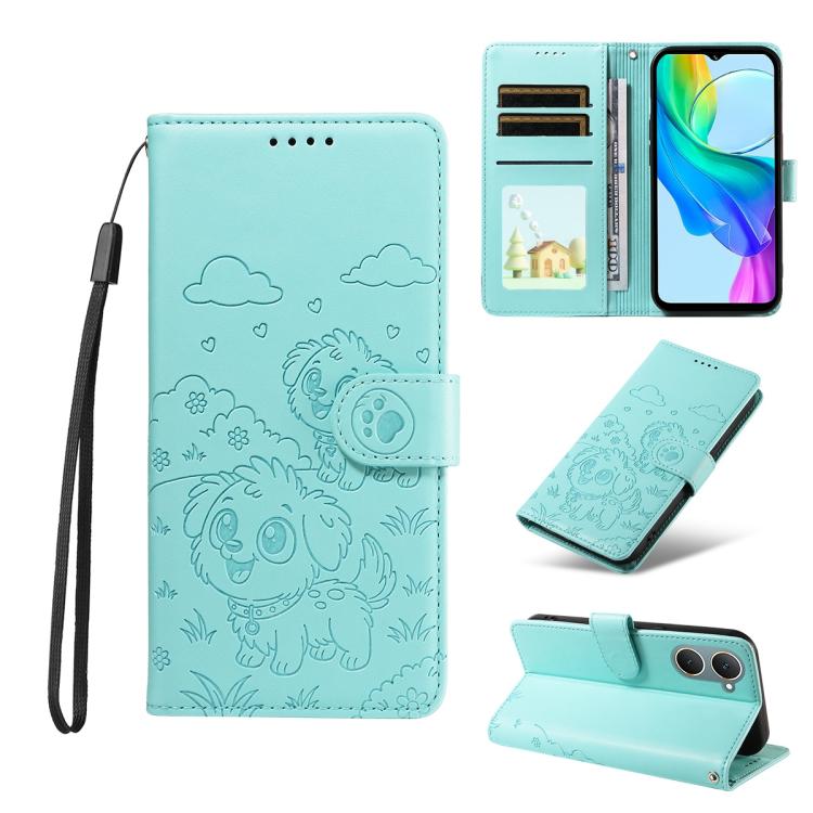 Embossed Heart Dog RFID Blocking Wallet Leather Phone Case, For vivo Y28 4G / Y37 Pro, For vivo Y03 4G / Y18 / Y18e / Y28s 5G, For vivo Y38 5G / T3X 5G / Y100+, For vivo Y100 IDN / Y200e 5G / T3 5G, For vivo Y17s / Y36i 5G / Y28 5G                     ...