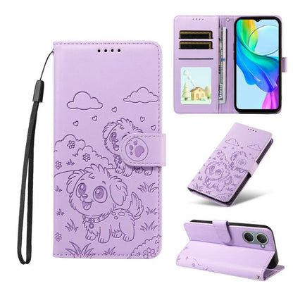 Embossed Heart Dog RFID Blocking Wallet Leather Phone Case, For vivo Y28 4G / Y37 Pro, For vivo Y03 4G / Y18 / Y18e / Y28s 5G, For vivo Y38 5G / T3X 5G / Y100+, For vivo Y100 IDN / Y200e 5G / T3 5G, For vivo Y17s / Y36i 5G / Y28 5G                     ...