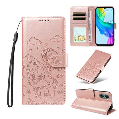 Embossed Heart Dog RFID Blocking Wallet Leather Phone Case, For vivo Y28 4G / Y37 Pro, For vivo Y03 4G / Y18 / Y18e / Y28s 5G, For vivo Y38 5G / T3X 5G / Y100+, For vivo Y100 IDN / Y200e 5G / T3 5G, For vivo Y17s / Y36i 5G / Y28 5G                     ...