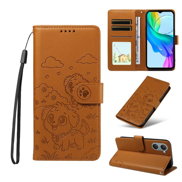 Embossed Heart Dog RFID Blocking Wallet Leather Phone Case, For vivo Y28 4G / Y37 Pro, For vivo Y03 4G / Y18 / Y18e / Y28s 5G, For vivo Y38 5G / T3X 5G / Y100+, For vivo Y100 IDN / Y200e 5G / T3 5G, For vivo Y17s / Y36i 5G / Y28 5G                     ...