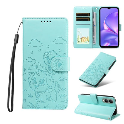 Embossed Heart Dog RFID Blocking Wallet Leather Phone Case, For vivo Y28 4G / Y37 Pro, For vivo Y03 4G / Y18 / Y18e / Y28s 5G, For vivo Y38 5G / T3X 5G / Y100+, For vivo Y100 IDN / Y200e 5G / T3 5G, For vivo Y17s / Y36i 5G / Y28 5G                     ...
