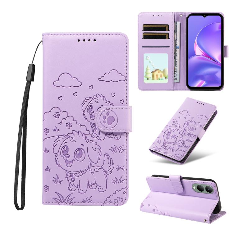 Embossed Heart Dog RFID Blocking Wallet Leather Phone Case, For vivo Y28 4G / Y37 Pro, For vivo Y03 4G / Y18 / Y18e / Y28s 5G, For vivo Y38 5G / T3X 5G / Y100+, For vivo Y100 IDN / Y200e 5G / T3 5G, For vivo Y17s / Y36i 5G / Y28 5G                     ...