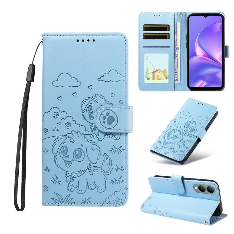 Embossed Heart Dog RFID Blocking Wallet Leather Phone Case, For vivo Y28 4G / Y37 Pro, For vivo Y03 4G / Y18 / Y18e / Y28s 5G, For vivo Y38 5G / T3X 5G / Y100+, For vivo Y100 IDN / Y200e 5G / T3 5G, For vivo Y17s / Y36i 5G / Y28 5G                     ...