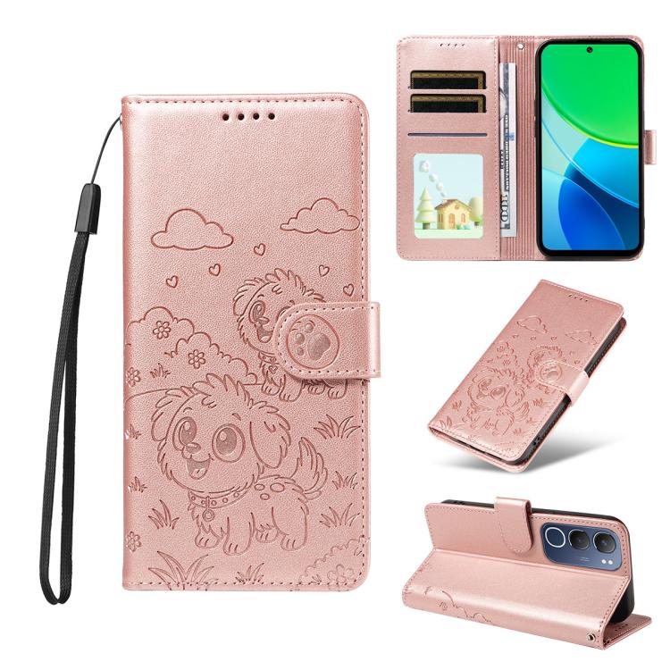Embossed Heart Dog RFID Blocking Wallet Leather Phone Case, For vivo S2 5G / V80 Lite IN/PK, For vivo X300 E 5G, For vivo Y500 4G / iQOO Z11 5G / T5 Pro 5G, For vivo Y600 Pro 5G, For vivo Y05 4G / Y21 5G 2026, For vivo V70 FE 5G                        ...