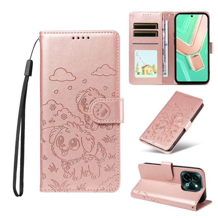 Embossed Heart Dog RFID Blocking Wallet Leather Phone Case, For vivo Y28 4G / Y37 Pro, For vivo Y03 4G / Y18 / Y18e / Y28s 5G, For vivo Y38 5G / T3X 5G / Y100+, For vivo Y100 IDN / Y200e 5G / T3 5G, For vivo Y17s / Y36i 5G / Y28 5G                     ...