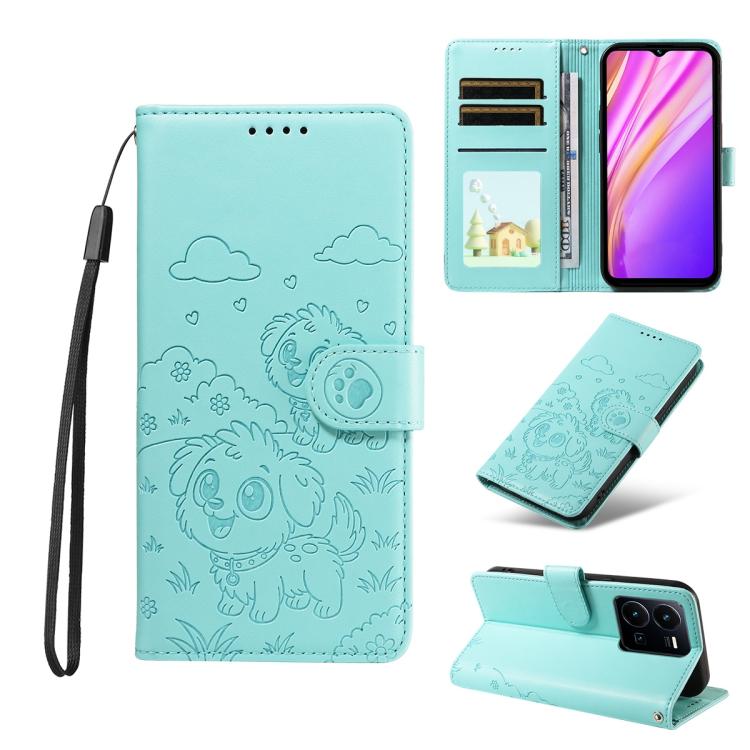 Embossed Heart Dog RFID Blocking Wallet Leather Phone Case, For vivo Y28 4G / Y37 Pro, For vivo Y03 4G / Y18 / Y18e / Y28s 5G, For vivo Y38 5G / T3X 5G / Y100+, For vivo Y100 IDN / Y200e 5G / T3 5G, For vivo Y17s / Y36i 5G / Y28 5G                     ...