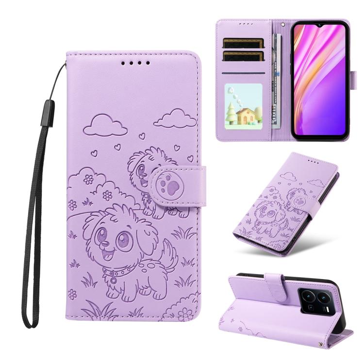 Embossed Heart Dog RFID Blocking Wallet Leather Phone Case, For vivo Y28 4G / Y37 Pro, For vivo Y03 4G / Y18 / Y18e / Y28s 5G, For vivo Y38 5G / T3X 5G / Y100+, For vivo Y100 IDN / Y200e 5G / T3 5G, For vivo Y17s / Y36i 5G / Y28 5G                     ...