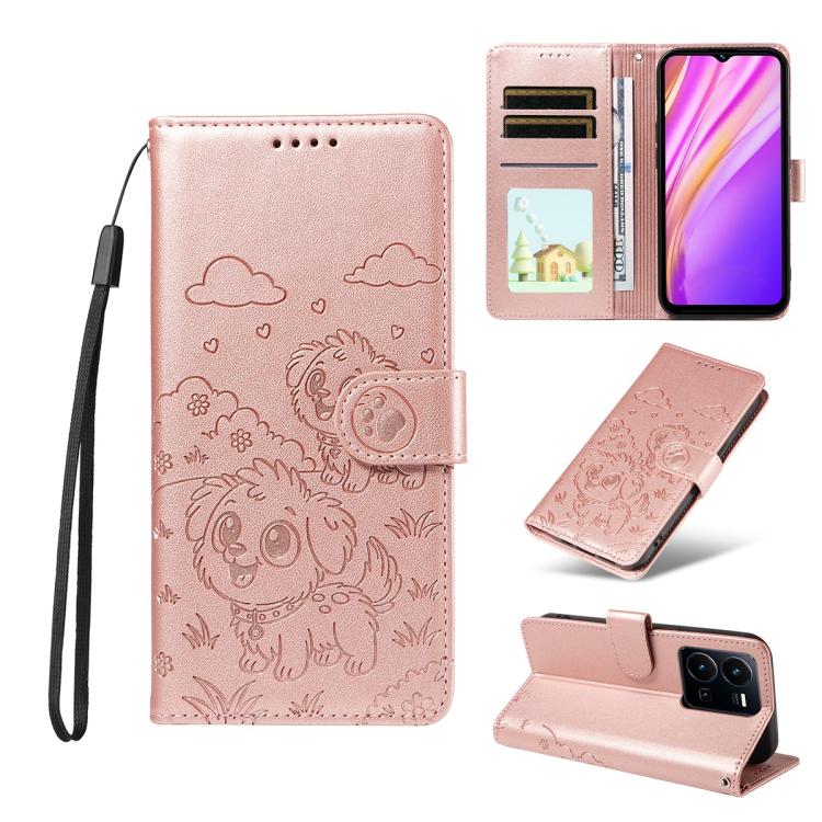 Embossed Heart Dog RFID Blocking Wallet Leather Phone Case, For vivo Y28 4G / Y37 Pro, For vivo Y03 4G / Y18 / Y18e / Y28s 5G, For vivo Y38 5G / T3X 5G / Y100+, For vivo Y100 IDN / Y200e 5G / T3 5G, For vivo Y17s / Y36i 5G / Y28 5G                     ...