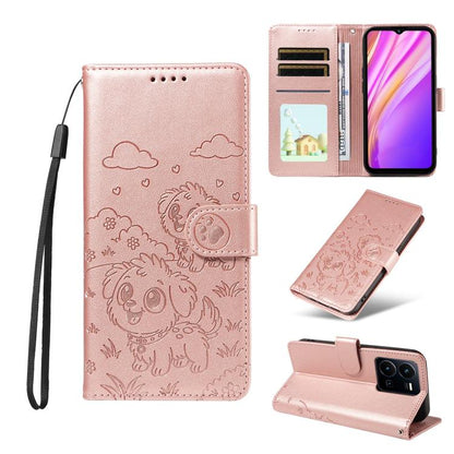 Embossed Heart Dog RFID Blocking Wallet Leather Phone Case, For vivo Y28 4G / Y37 Pro, For vivo Y03 4G / Y18 / Y18e / Y28s 5G, For vivo Y38 5G / T3X 5G / Y100+, For vivo Y100 IDN / Y200e 5G / T3 5G, For vivo Y17s / Y36i 5G / Y28 5G                     ...