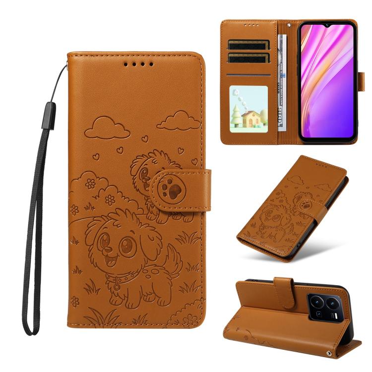 Embossed Heart Dog RFID Blocking Wallet Leather Phone Case, For vivo Y28 4G / Y37 Pro, For vivo Y03 4G / Y18 / Y18e / Y28s 5G, For vivo Y38 5G / T3X 5G / Y100+, For vivo Y100 IDN / Y200e 5G / T3 5G, For vivo Y17s / Y36i 5G / Y28 5G                     ...