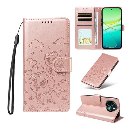 Embossed Heart Dog RFID Blocking Wallet Leather Phone Case, For vivo Y28 4G / Y37 Pro, For vivo Y03 4G / Y18 / Y18e / Y28s 5G, For vivo Y38 5G / T3X 5G / Y100+, For vivo Y100 IDN / Y200e 5G / T3 5G, For vivo Y17s / Y36i 5G / Y28 5G                     ...