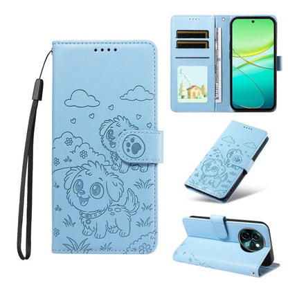 Embossed Heart Dog RFID Blocking Wallet Leather Phone Case, For vivo Y28 4G / Y37 Pro, For vivo Y03 4G / Y18 / Y18e / Y28s 5G, For vivo Y38 5G / T3X 5G / Y100+, For vivo Y100 IDN / Y200e 5G / T3 5G, For vivo Y17s / Y36i 5G / Y28 5G                     ...